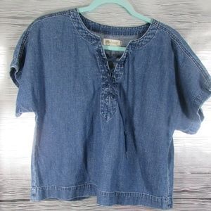 Madewell Denim Front Tie Short Sleeve Top